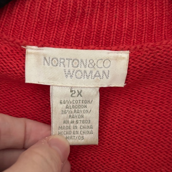 Red Button-Up Women's Sweater - Picture 2 of 2